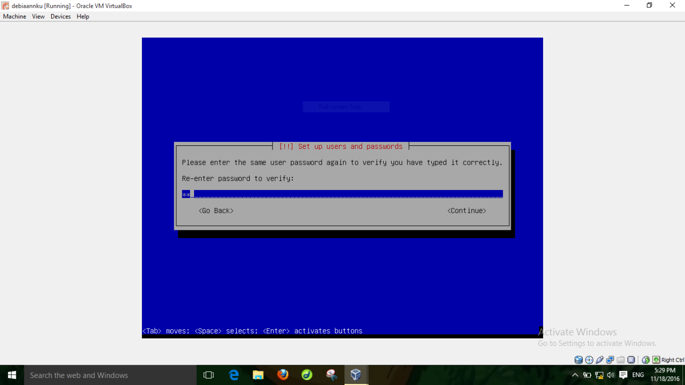 Пароль user установка Debian. Math Linux. Enter password frame.